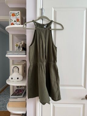 Gap Olive Green Gauze Halter Romper - EUC Size M